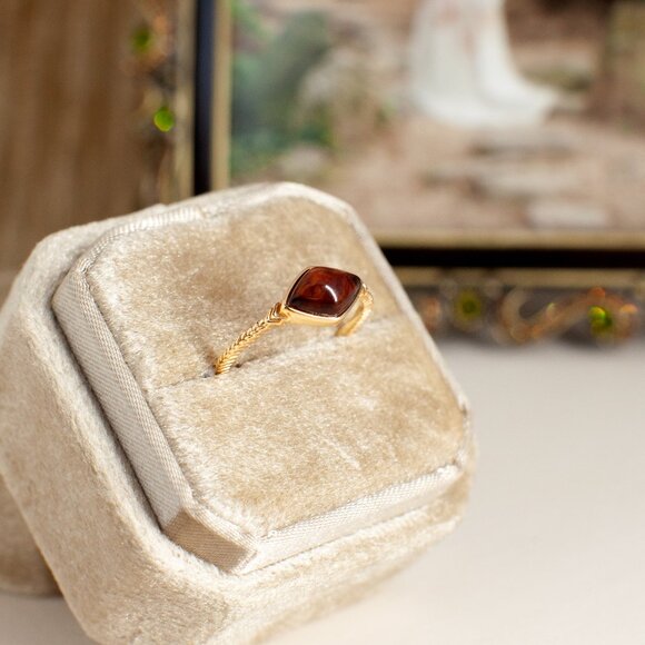 Natural Amber Gold Ring, Dainty Ring, Stacking Rings - Picture 7 of 11